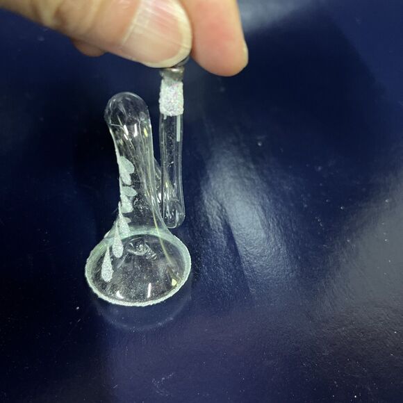 Rare VTG Lot Of 6 Hand- Blown Clear Glass French Horn Christmas Ornaments - D8 - Picture 5 of 9